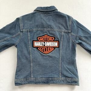 Harley Davidson Women Blue Trucker Embroidered Bar Shield Denim Jean Jacket M